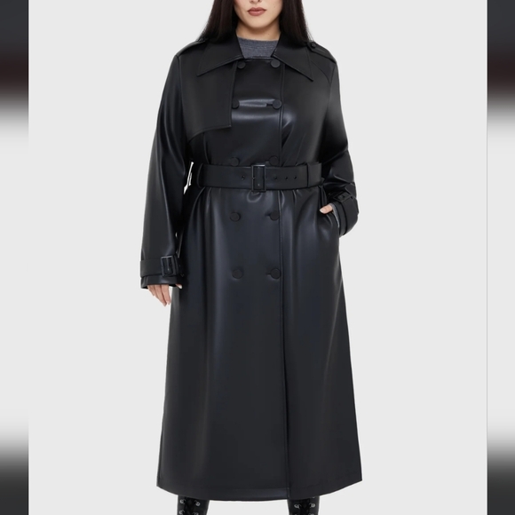 Killstar Sleek Black Trench Coat - Picture 6 of 11